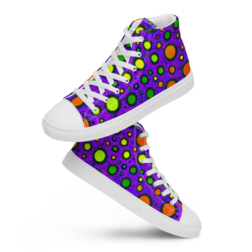 Luminous Bubbles on Women's High Top Canvas Shoes — Front
