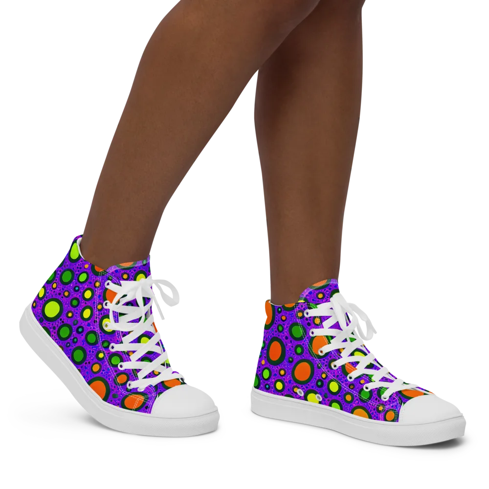 Luminous Bubbles on Women's High Top Canvas Shoes — Right