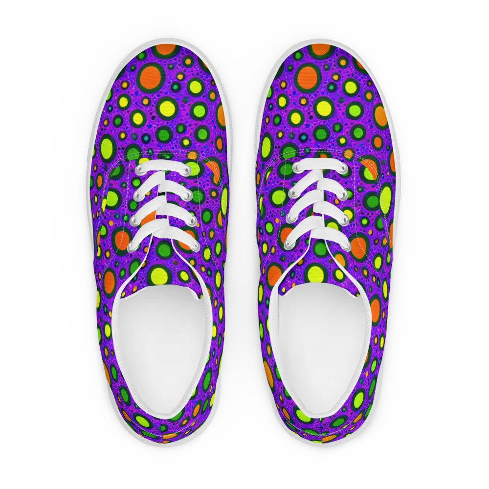 Luminous Bubbles on Men's Lace-Up Canvas Shoes — Front
