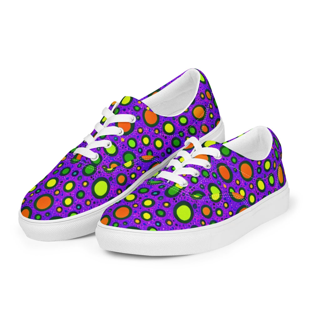 Luminous Bubbles on Men's Lace-Up Canvas Shoes — Left Front