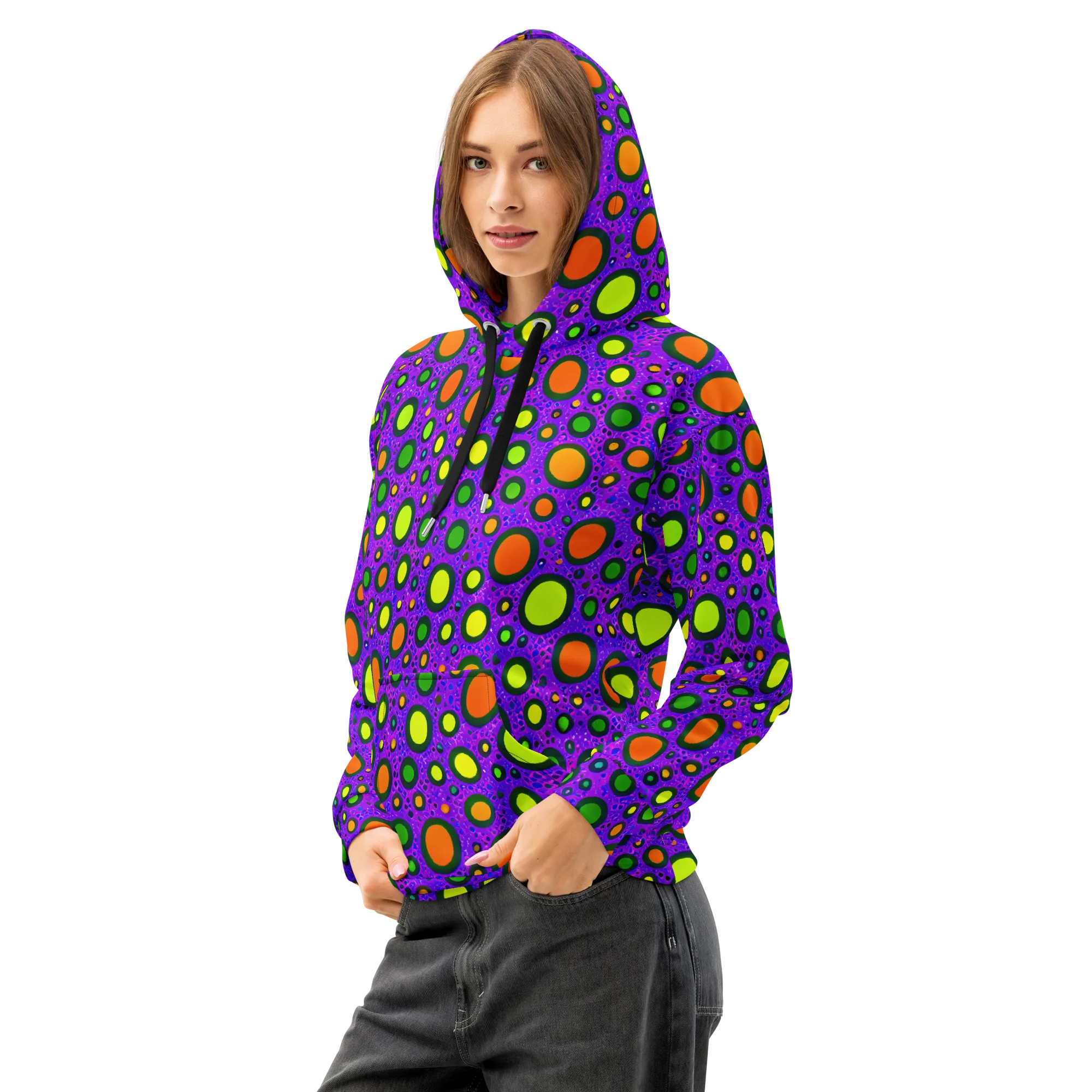 Luminous Bubbles on Cotton Hoodie — Left Front