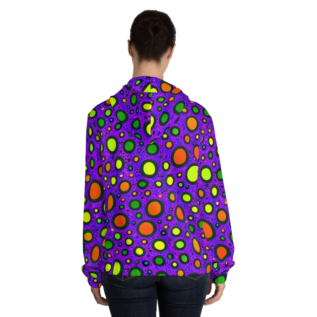 Luminous Bubbles on Women's Full-Zip Hoodie — Back On Person