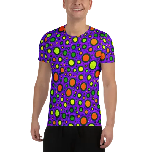 Luminous Bubbles on a Men's Athletic T-Shirt