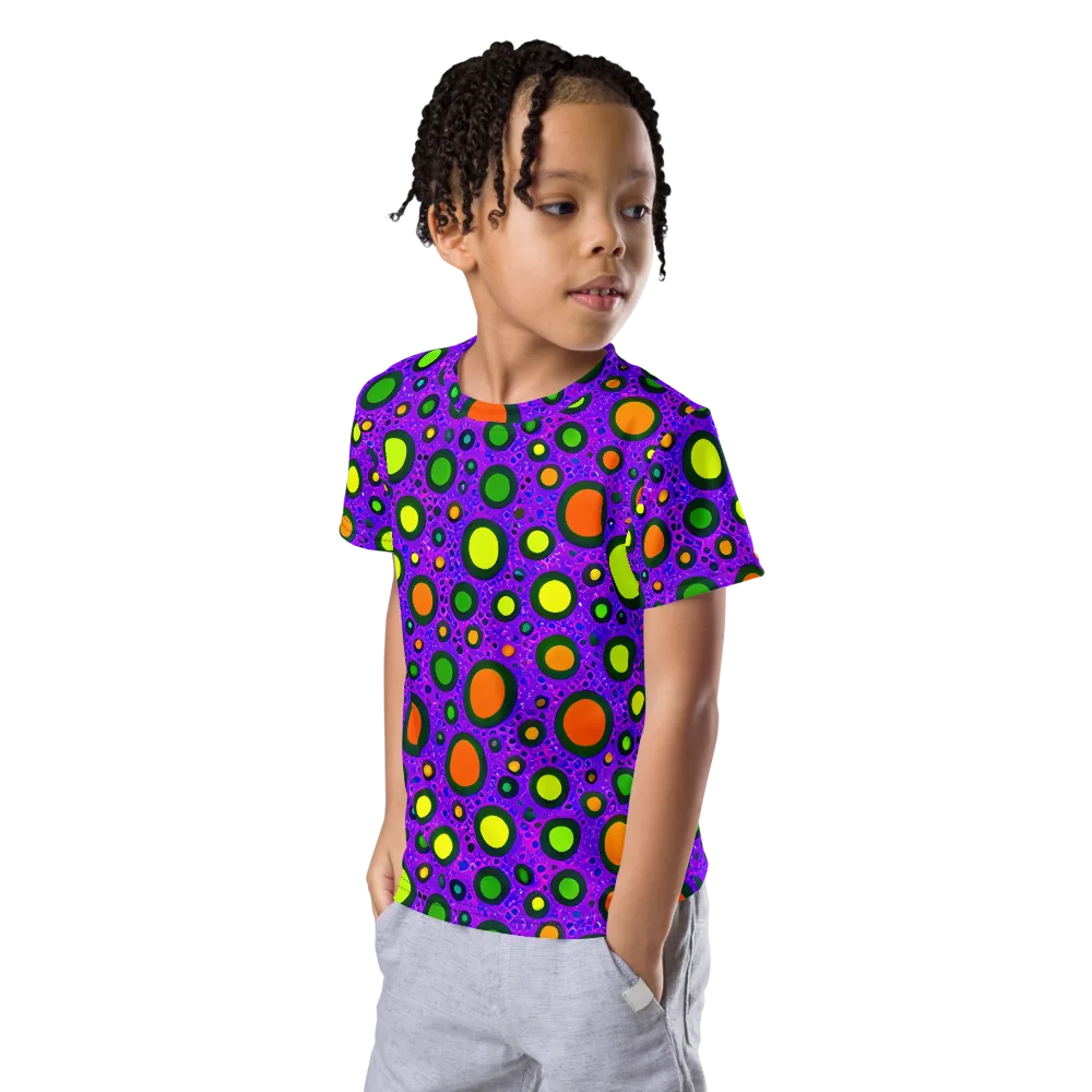 Luminous Bubbles on Kids Crew Neck T-Shirt — Left Front