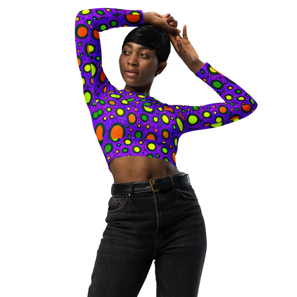 Luminous Bubbles on Long Sleeve Crop Top — Front