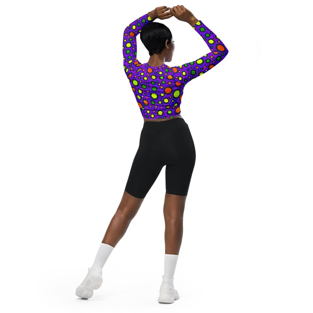 Luminous Bubbles on Long Sleeve Crop Top — Back