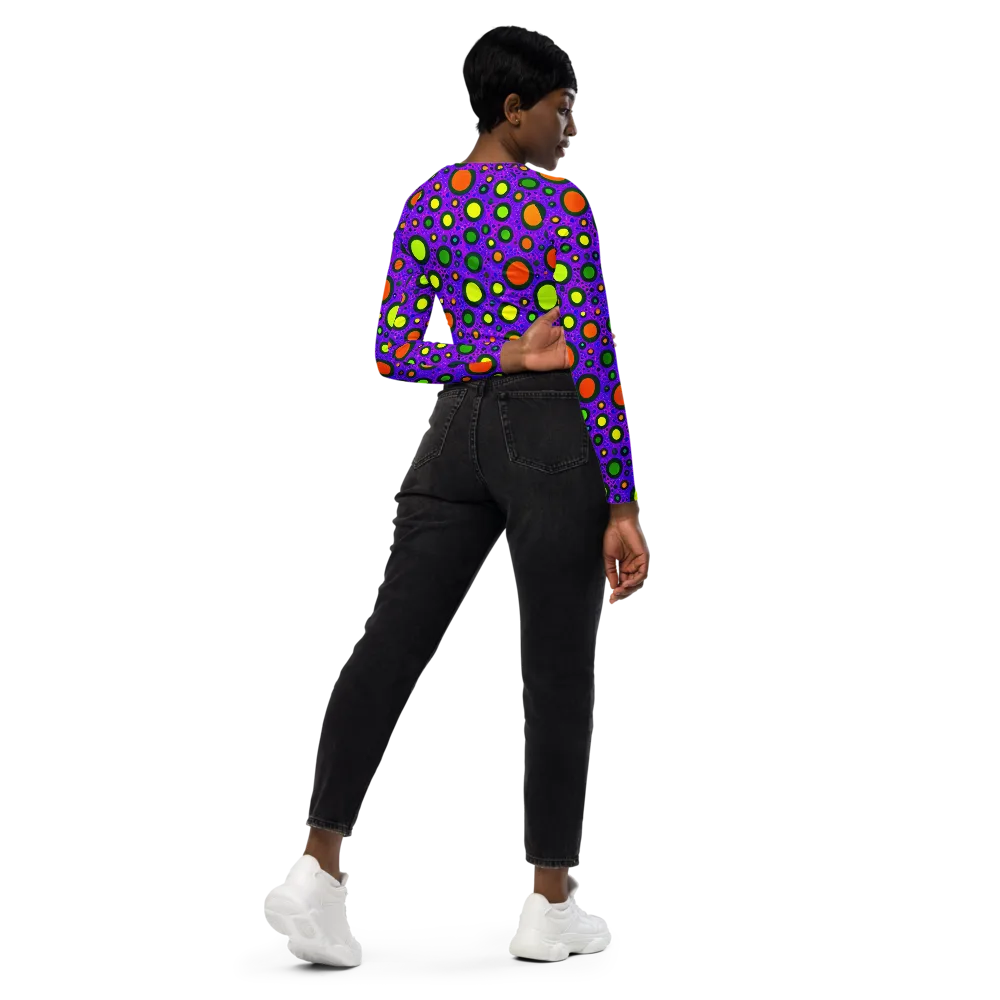 Luminous Bubbles on Long Sleeve Crop Top — Right Back