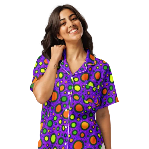 Luminous Bubbles on a Women's Short Sleeve Pajama Top