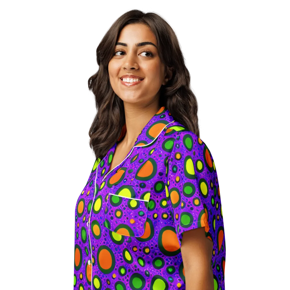 Luminous Bubbles on Women's Short Sleeve Pajama Top — Left Front