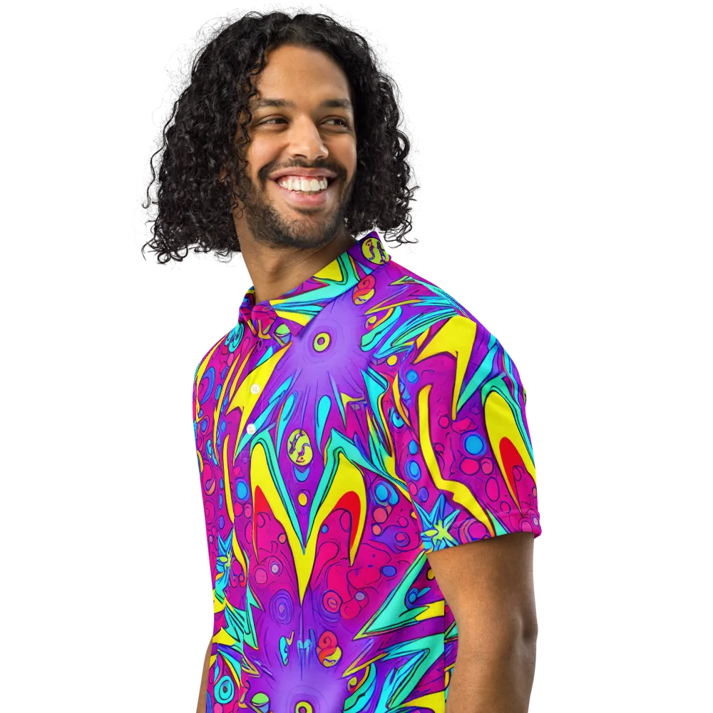 Nebula Radiance on Men's Slim Fit Polo Shirt — Left Front