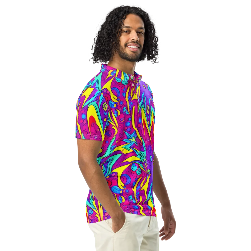 Nebula Radiance on Men's Slim Fit Polo Shirt — Right Front