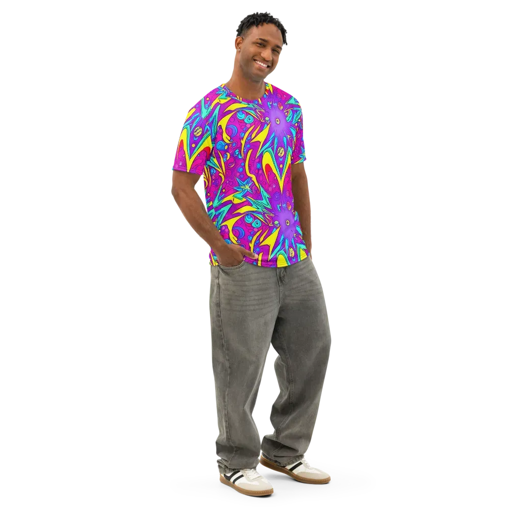 Nebula Radiance on Men's Cotton Crew Neck T-Shirt — Right Front