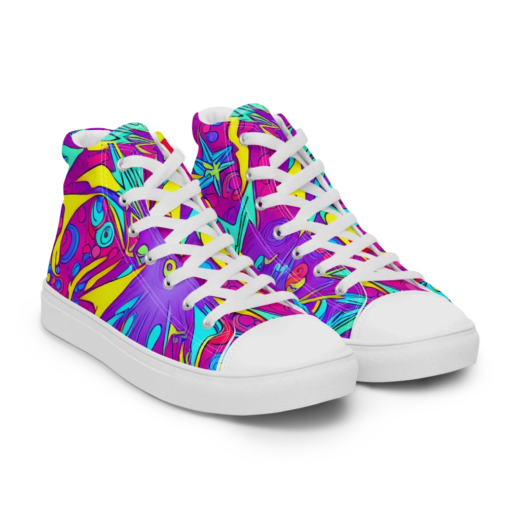 Nebula Radiance on Men's High Top Canvas Shoes — Right Front