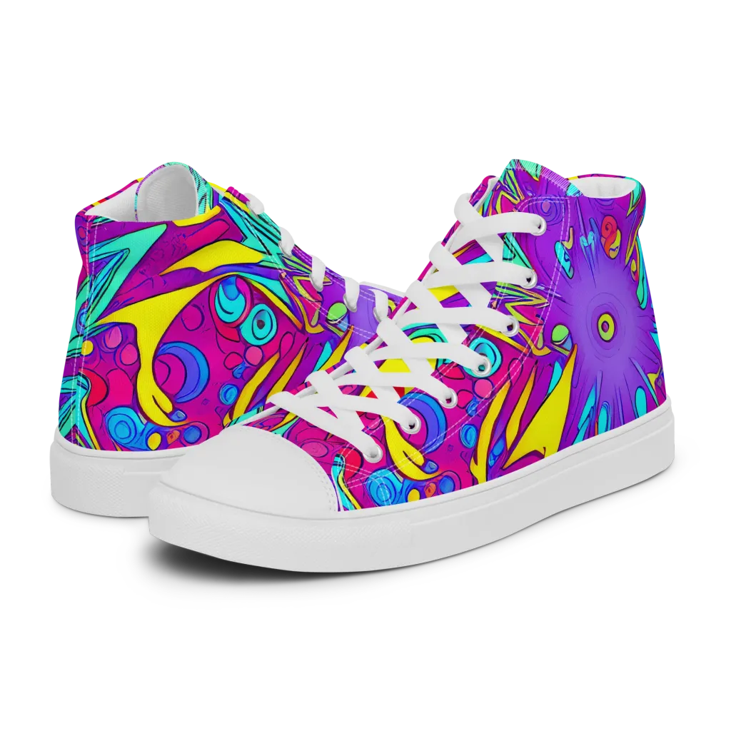 Nebula Radiance on Men's High Top Canvas Shoes — Left