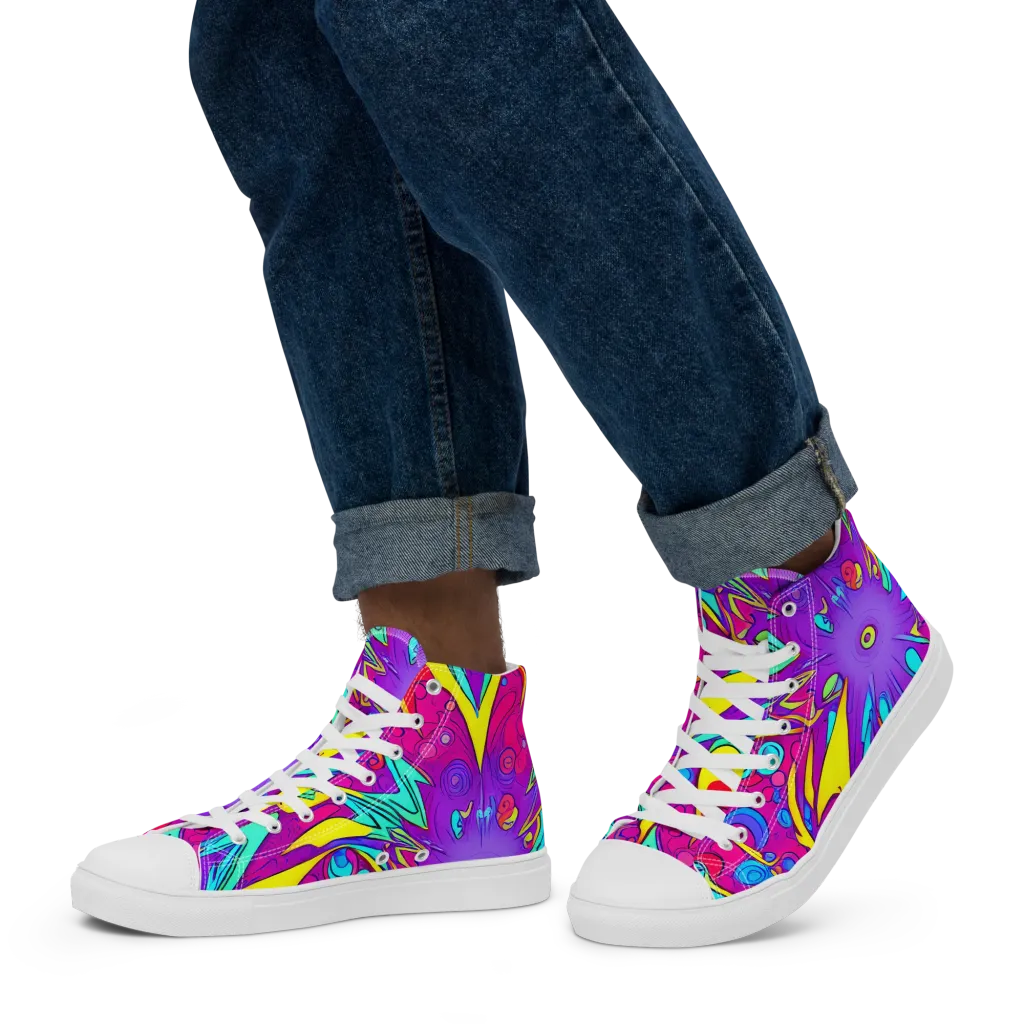 Nebula Radiance on Men's High Top Canvas Shoes — Left