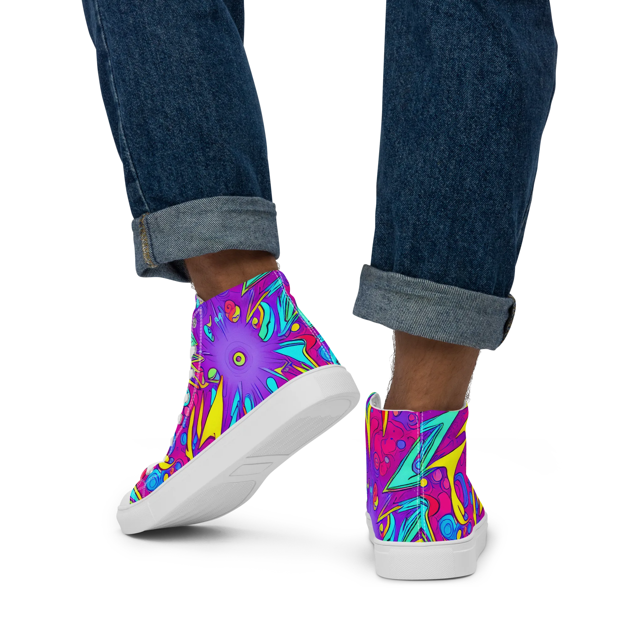 Nebula Radiance on Men's High Top Canvas Shoes — Back