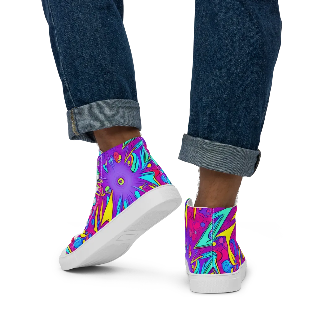 Nebula Radiance on Men's High Top Canvas Shoes — Back