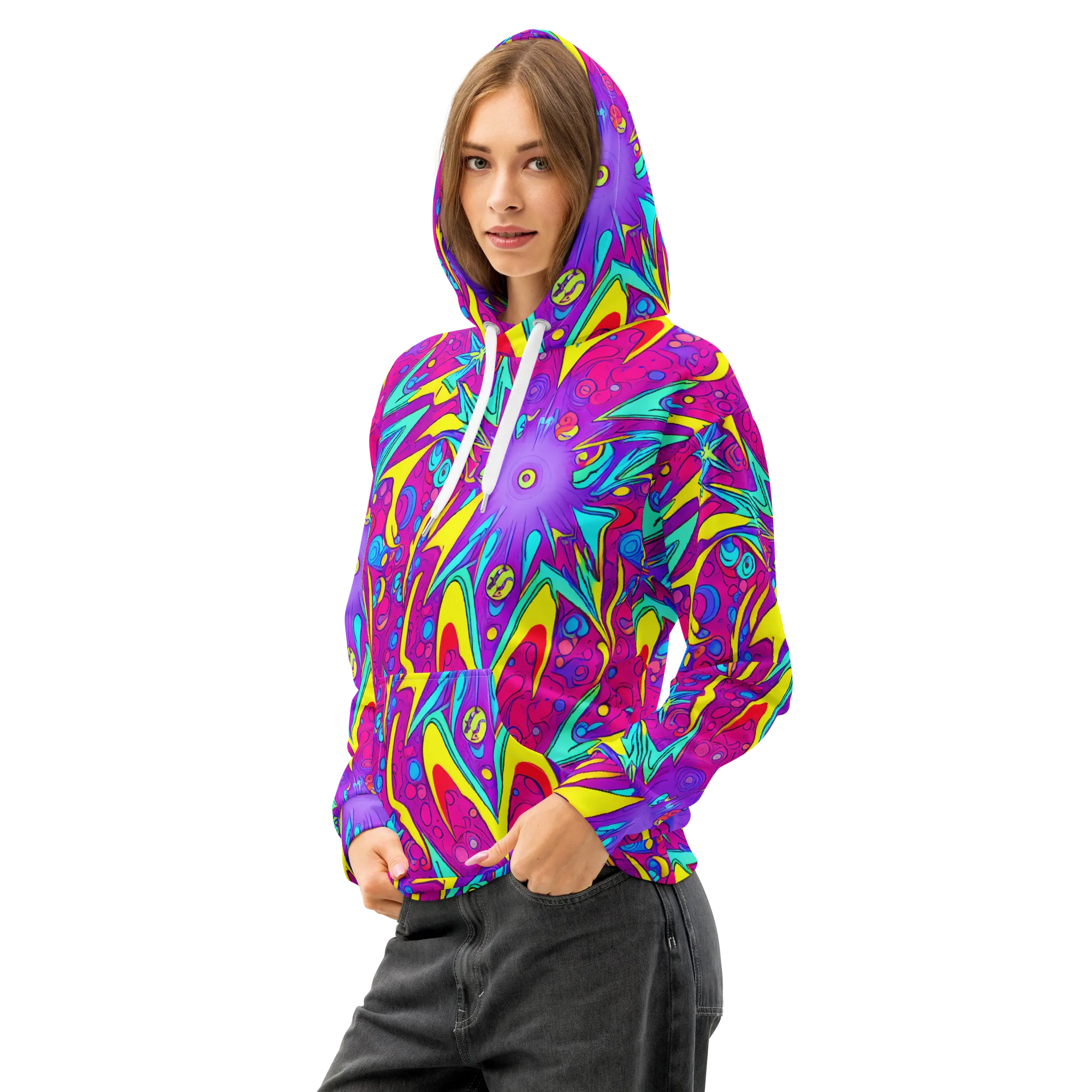 Nebula Radiance on Cotton Hoodie — Left Front