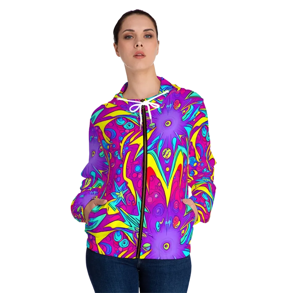 Nebula Radiance on Women's Full-Zip Hoodie — Front On Person