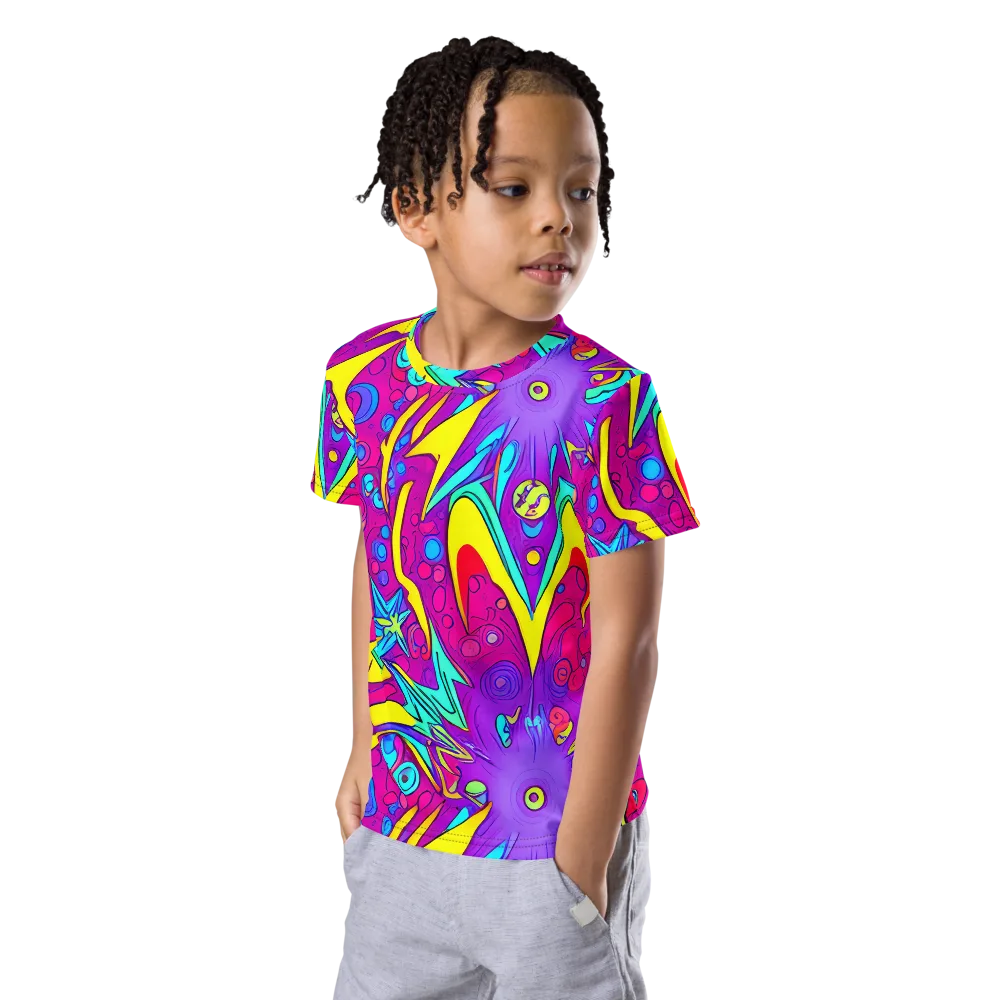 Nebula Radiance on Kids Crew Neck T-Shirt — Left Front