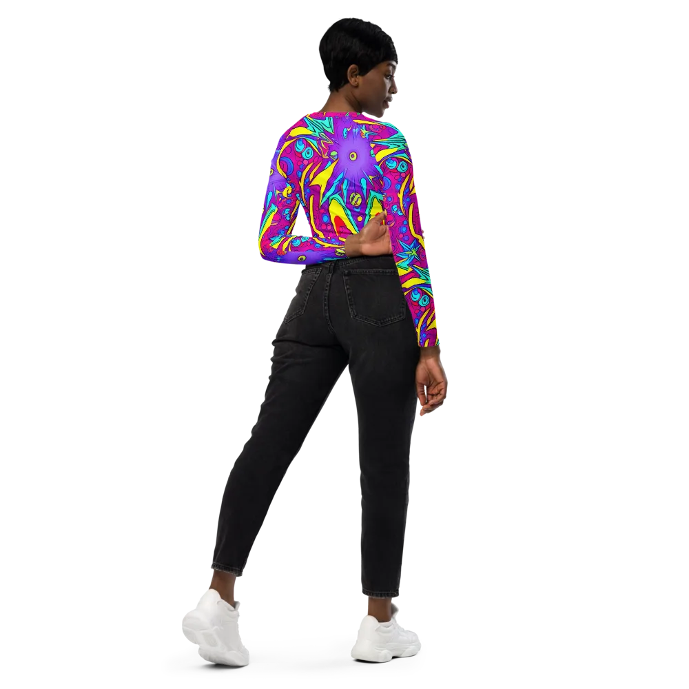 Nebula Radiance on Long Sleeve Crop Top — Right Back