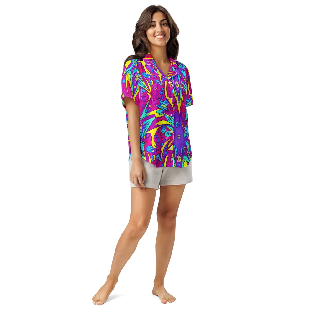 Nebula Radiance on Women's Short Sleeve Pajama Top — Front