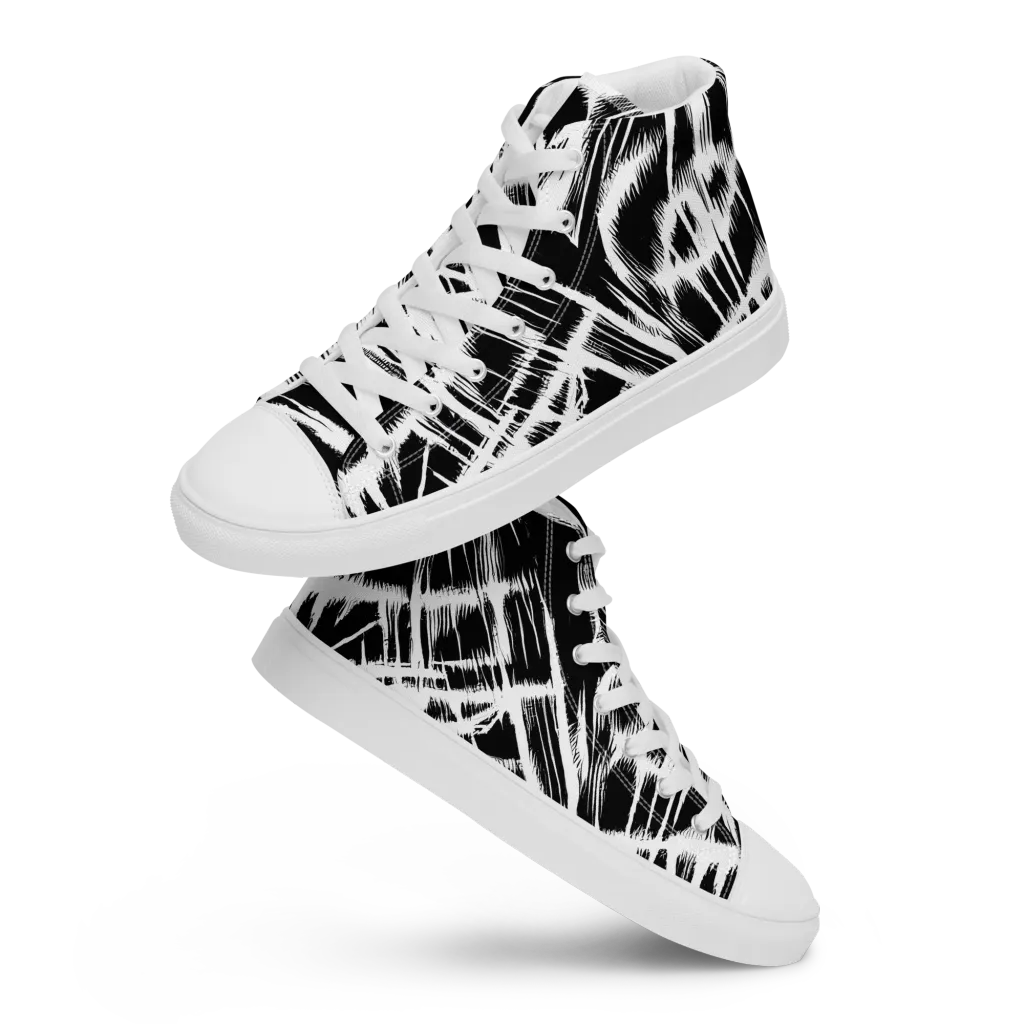 Silent Thunder on Men's High Top Canvas Shoes — Front