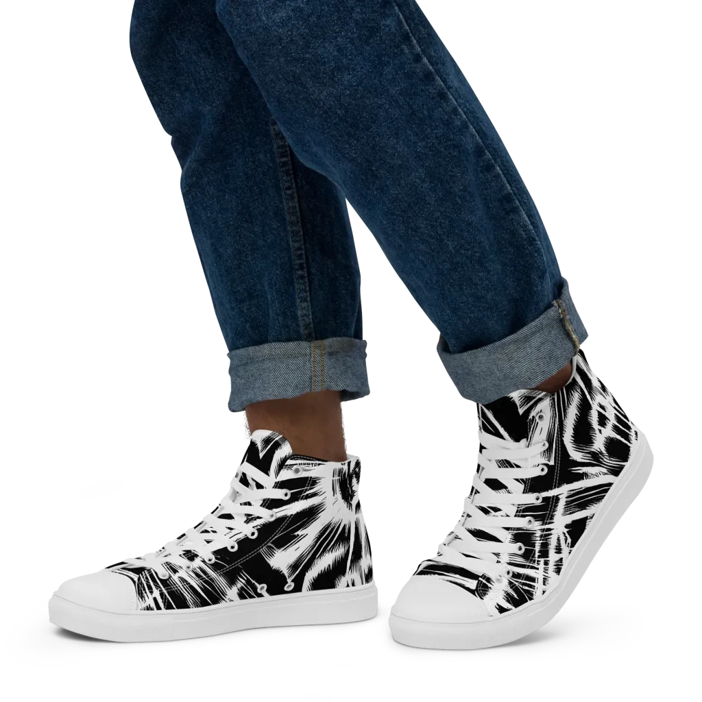 Silent Thunder on Men's High Top Canvas Shoes — Left