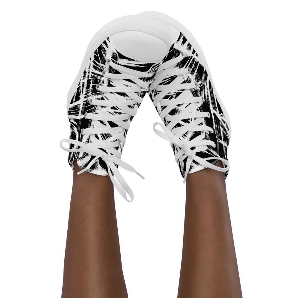 Silent Thunder on Women's High Top Canvas Shoes — Front