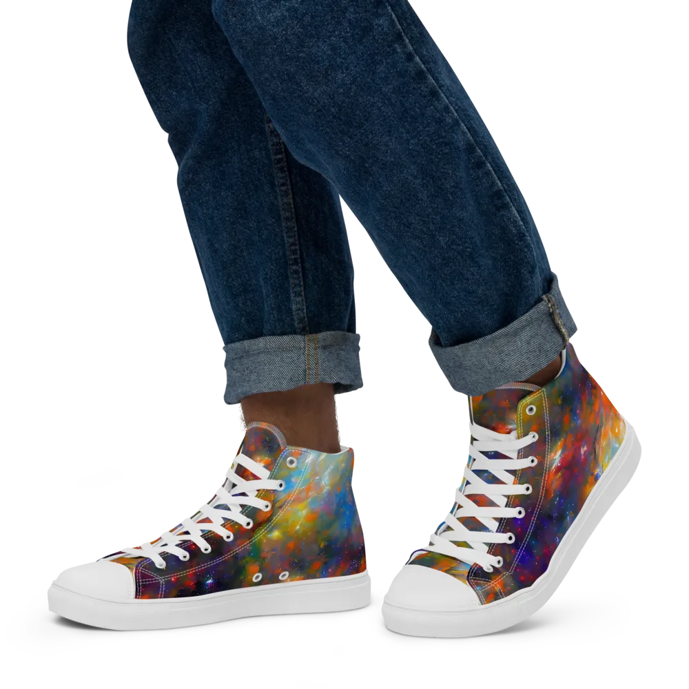 Ephemeral Fantasy on Men's High Top Canvas Shoes — Left