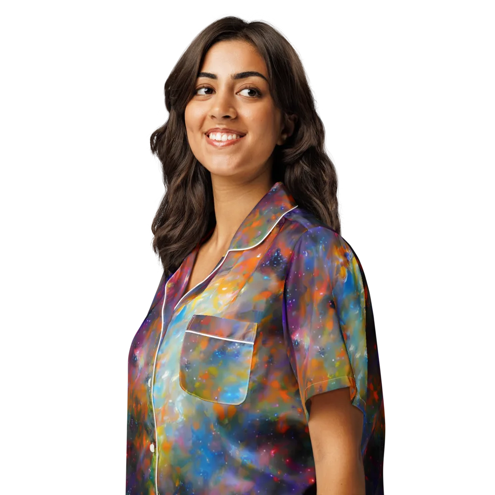 Ephemeral Fantasy on Women's Short Sleeve Pajama Top — Left Front