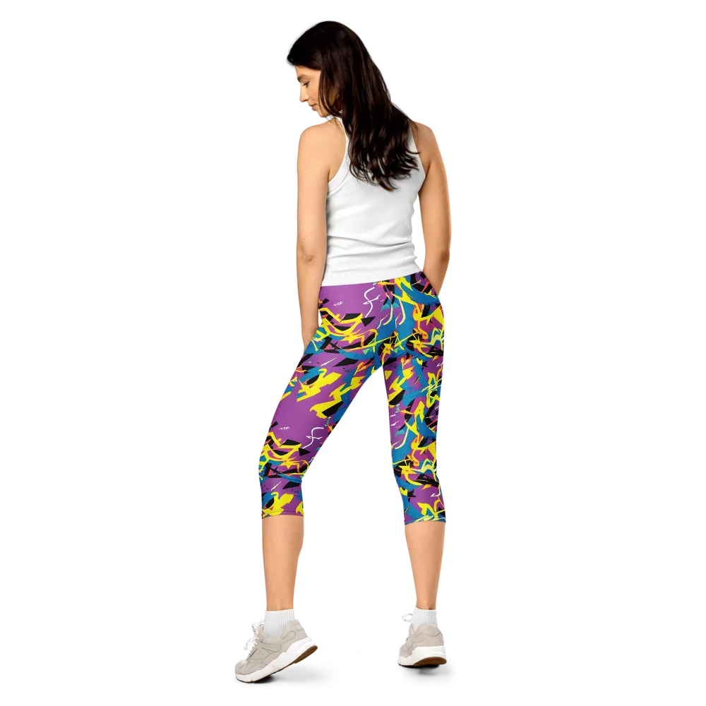 Galactic Sprawl on Capri Leggings — Back
