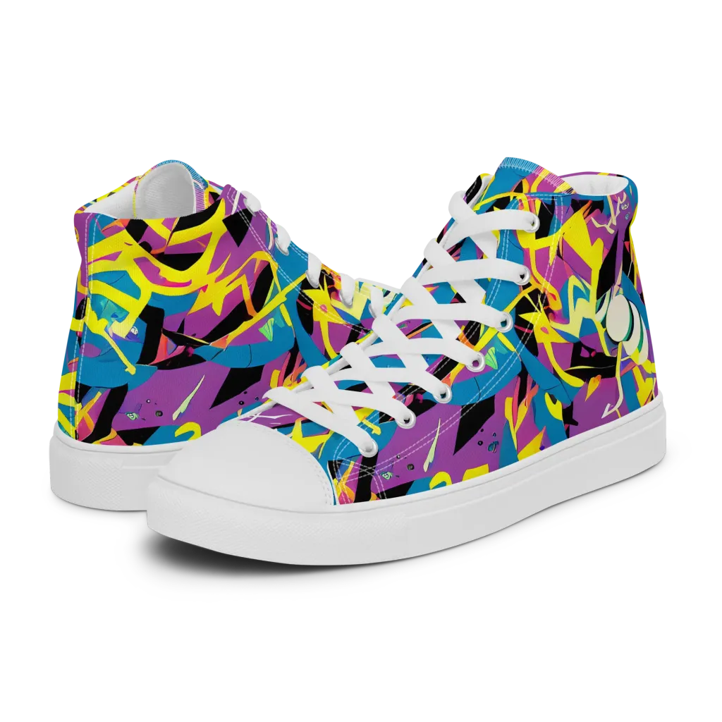 Galactic Sprawl on Men's High Top Canvas Shoes — Left