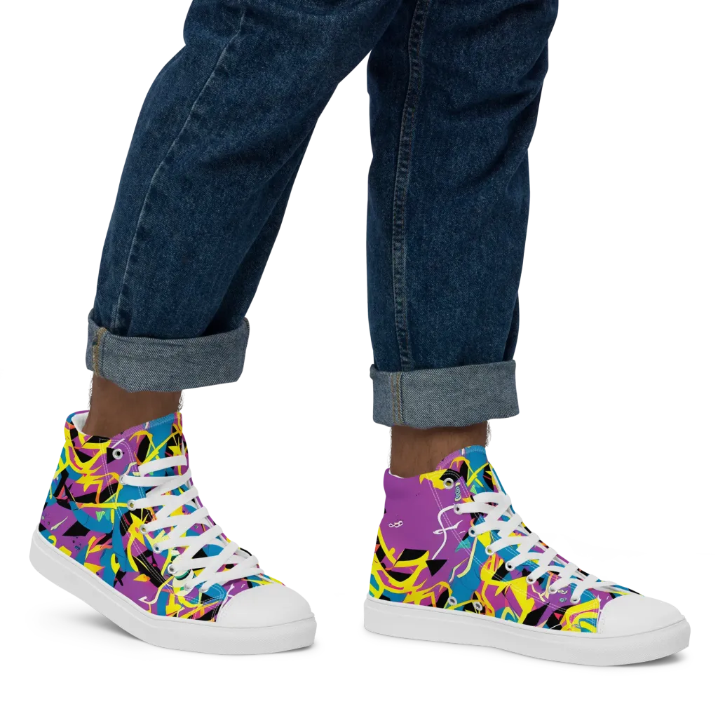 Galactic Sprawl on Men's High Top Canvas Shoes — Right