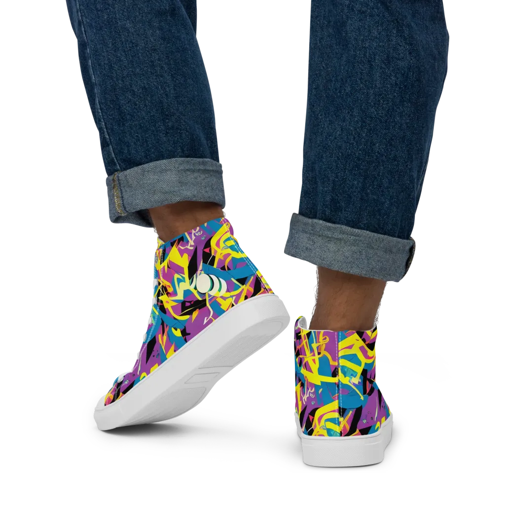 Galactic Sprawl on Men's High Top Canvas Shoes — Back