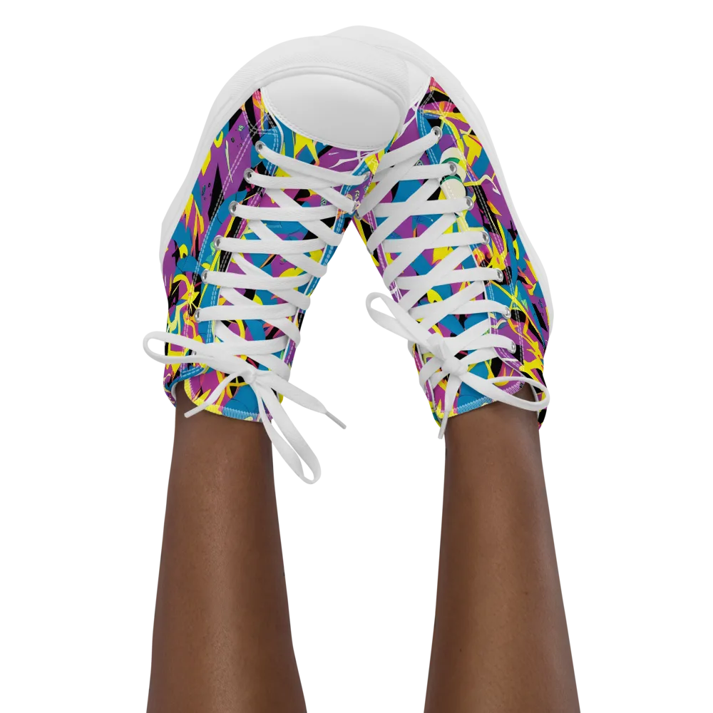 Galactic Sprawl on Women's High Top Canvas Shoes — Front