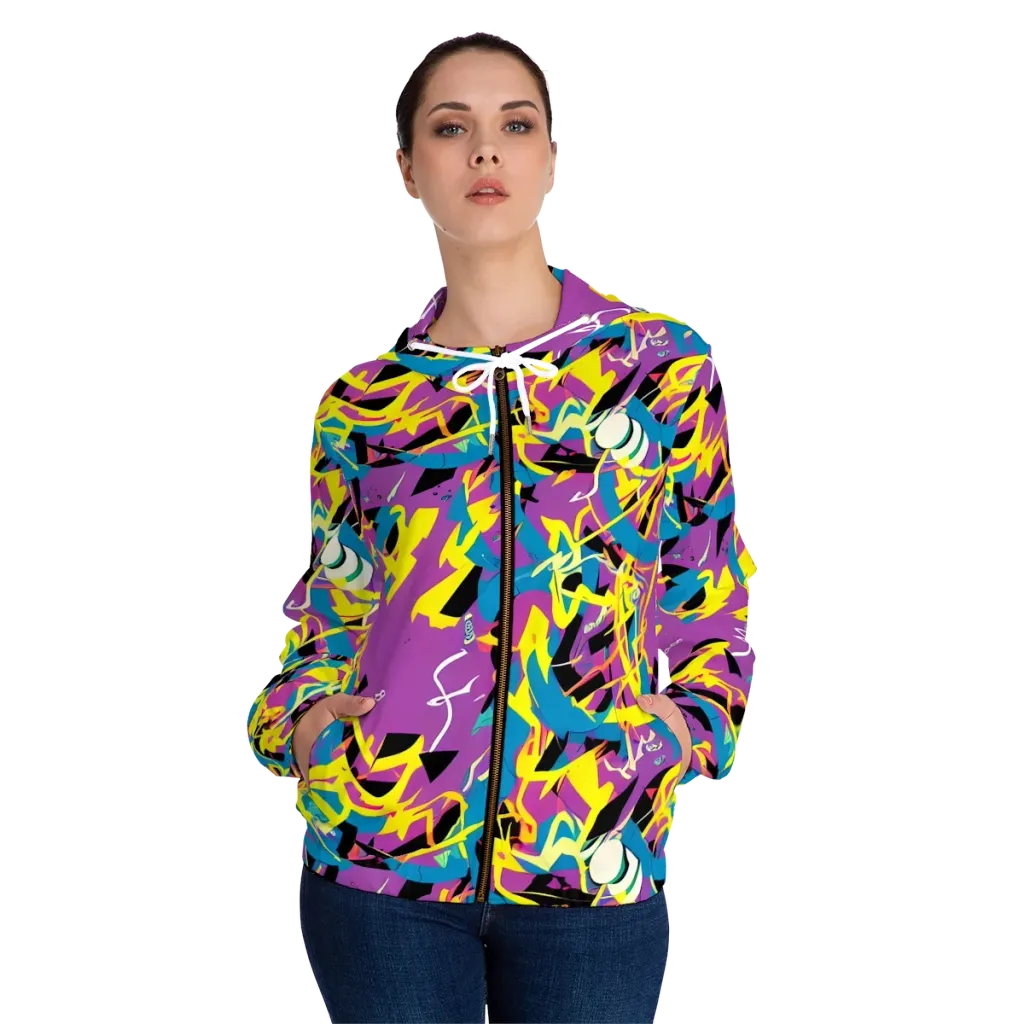 Galactic Sprawl on Women's Full-Zip Hoodie — Front On Person