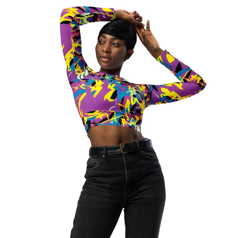 Galactic Sprawl on Long Sleeve Crop Top — Front