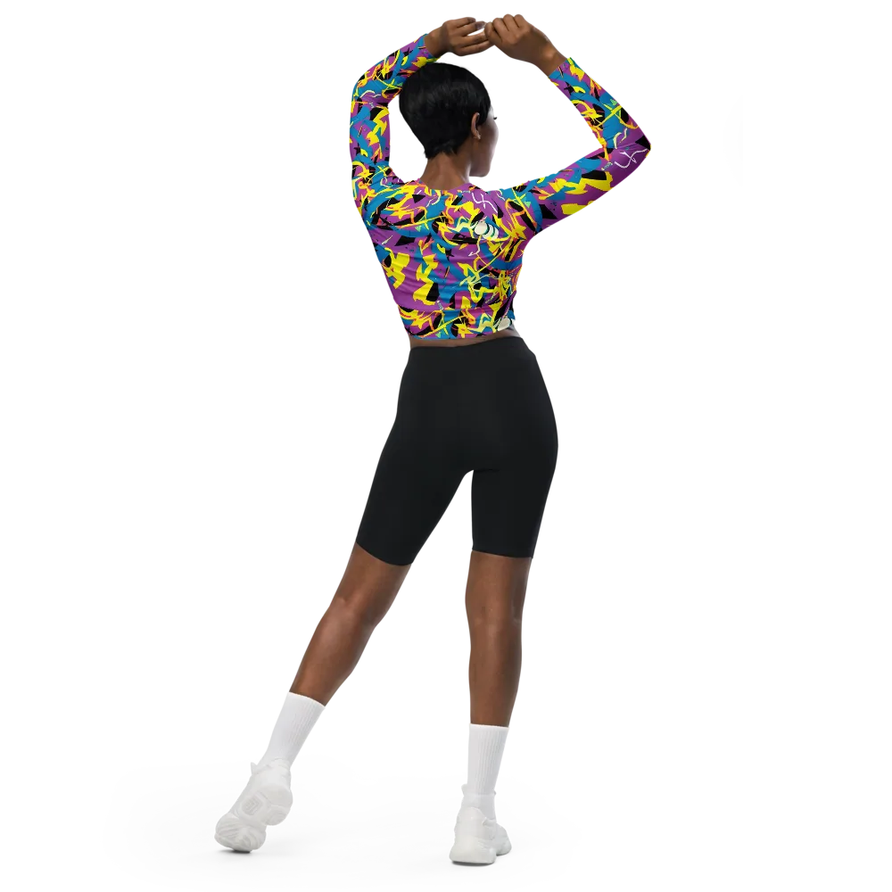 Galactic Sprawl on Long Sleeve Crop Top — Back