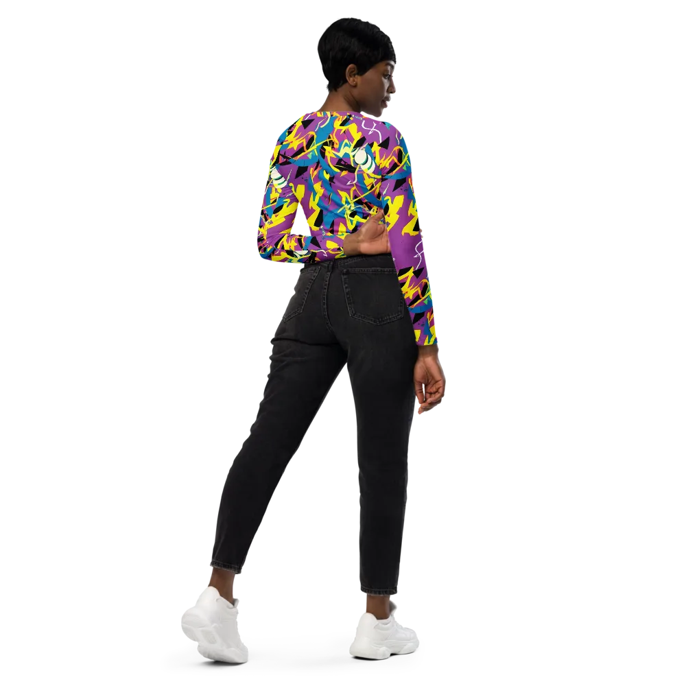 Galactic Sprawl on Long Sleeve Crop Top — Right Back