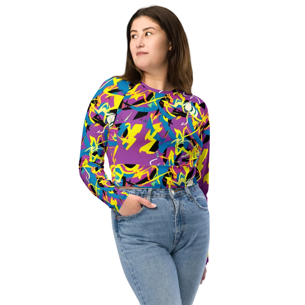 Galactic Sprawl on Long Sleeve Crop Top — Front