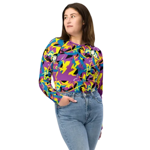 Galactic Sprawl on a Long Sleeve Crop Top