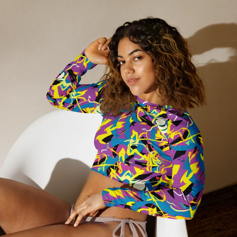 Galactic Sprawl on Long Sleeve Crop Top — Left Front