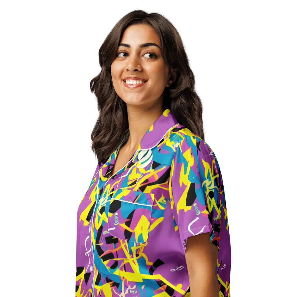 Galactic Sprawl on Women's Short Sleeve Pajama Top — Left Front