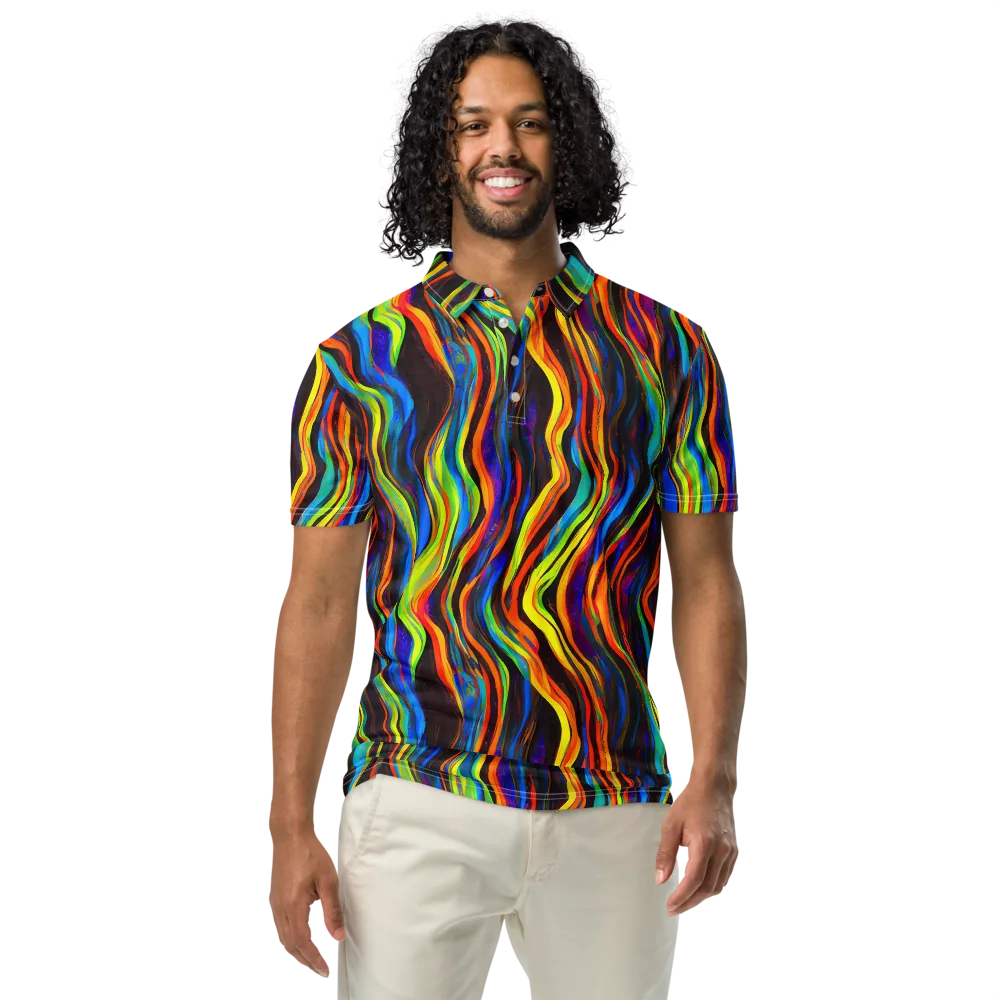 Celestial Waves on Men's Slim Fit Polo Shirt — Front