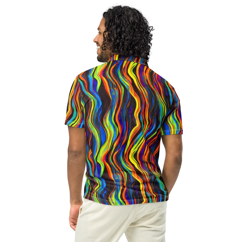 Celestial Waves on Men's Slim Fit Polo Shirt — Back