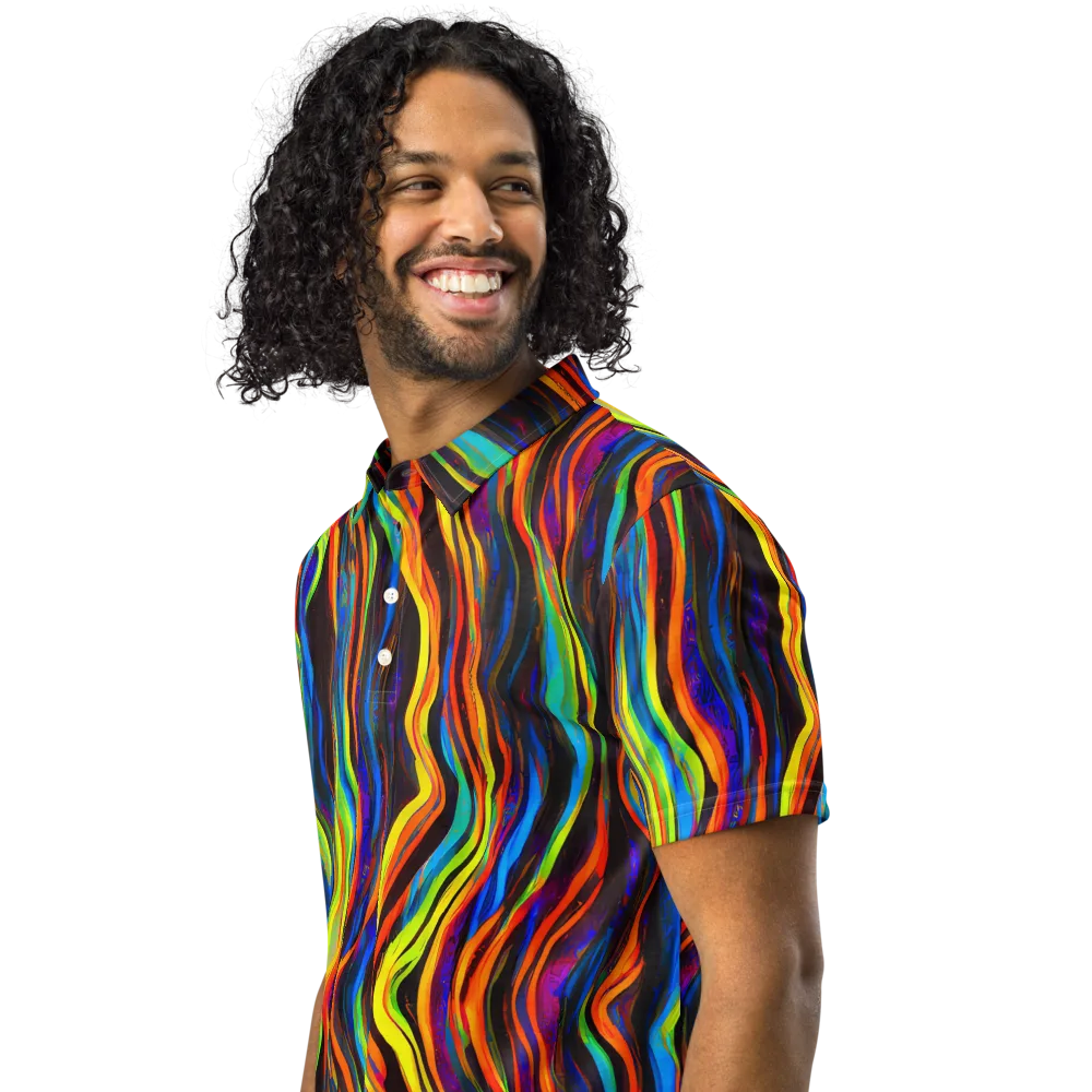 Celestial Waves on Men's Slim Fit Polo Shirt — Left Front