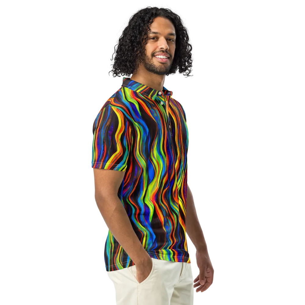 Celestial Waves on Men's Slim Fit Polo Shirt — Right Front