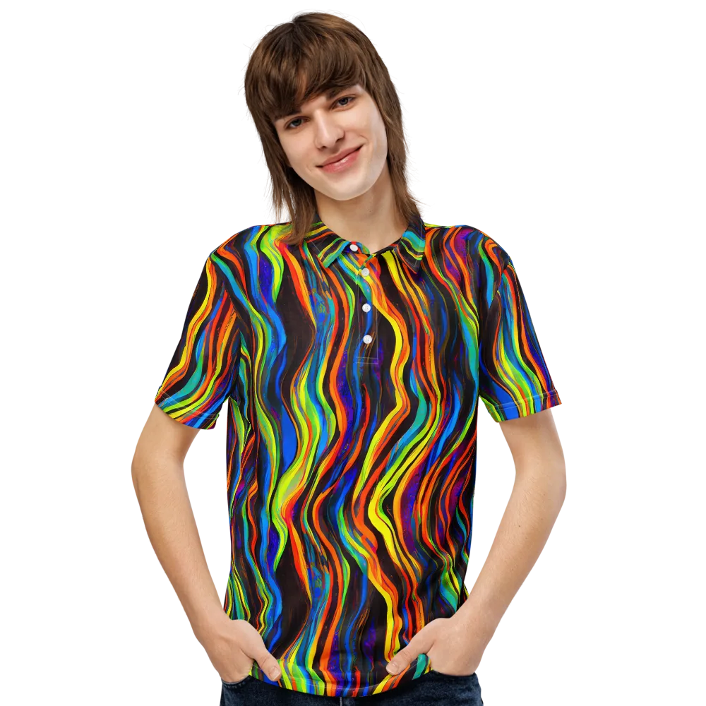 Celestial Waves on Men's Slim Fit Polo Shirt — Front