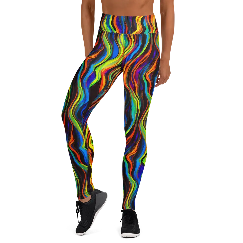 Celestial Waves on Yoga Leggings — Front